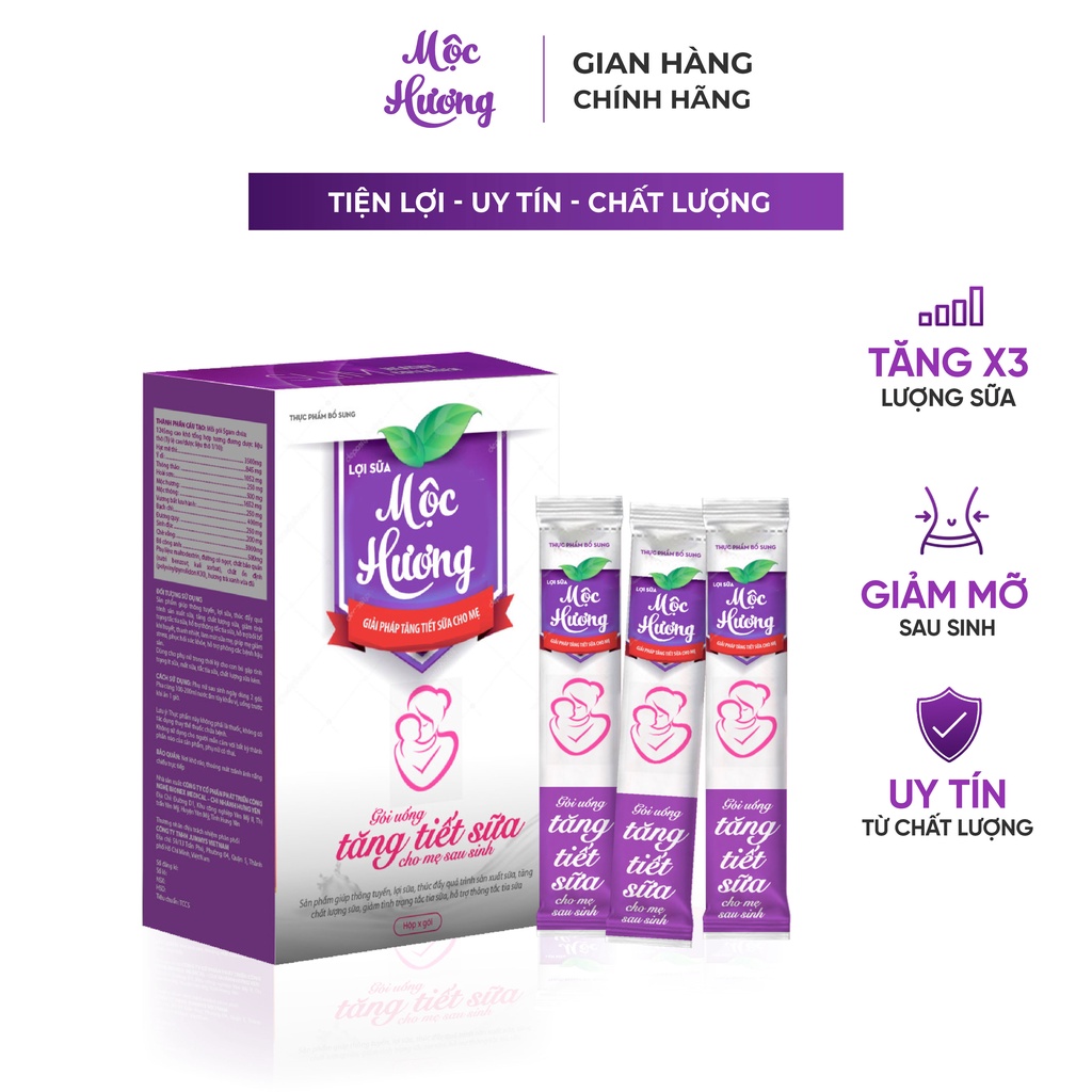 Cốm lợi sữa Mộc Hương tăng lượng sữa GẤP ĐÔI, làm mát sữa tốt cho cả mẹ và bé - Fullbox 20 gói