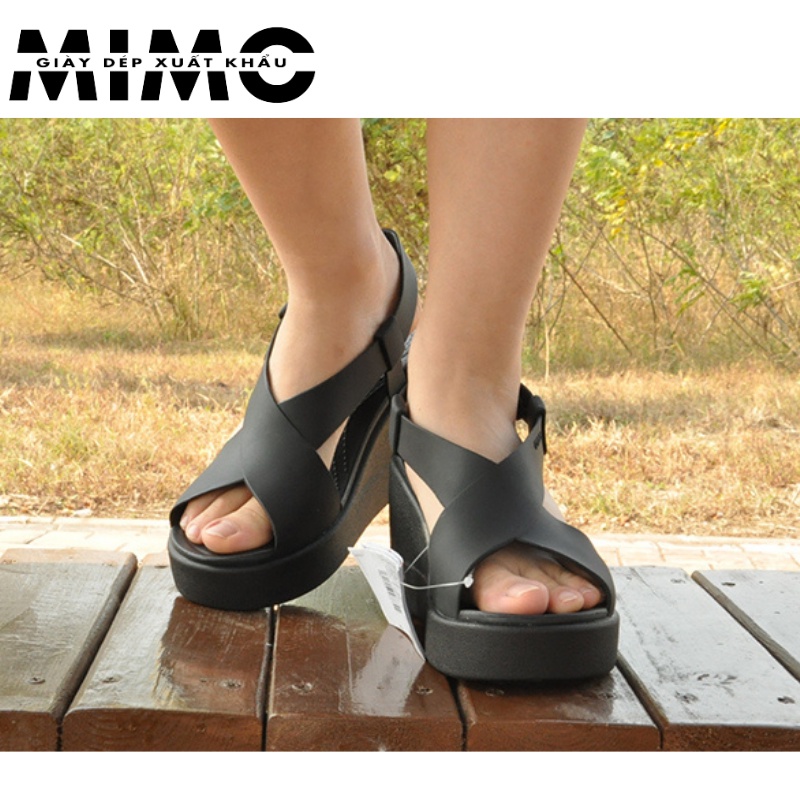 [Hàng xuất] Sandal Nữ, Sandal Quai Chéo Đế Cao 9P Crocc 𝐁𝐫𝐨𝐨𝐤𝐥𝐲𝐧 Màu Đen