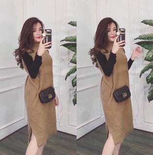 Váy len pha tay cổ lọ