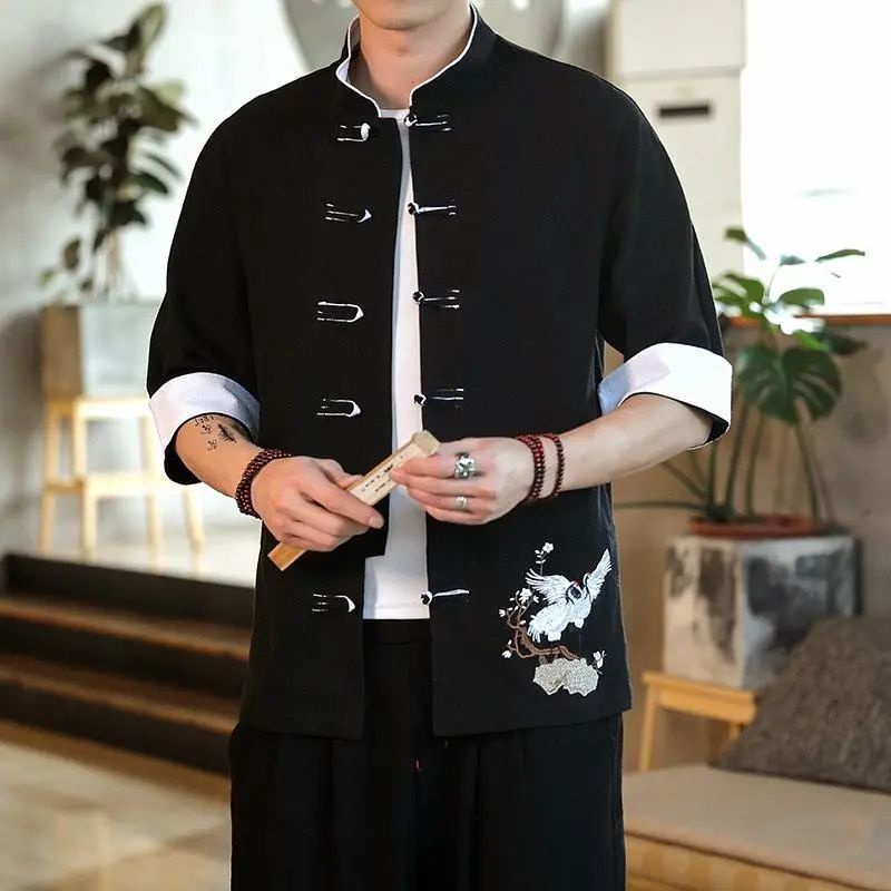 Áo Khoác cardigan Họa Tiết Thêu Phong Cách Trung Hoa Thời Trang Cho Nam