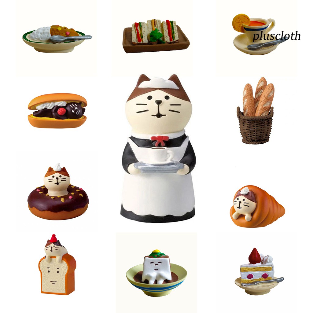 Mô hình mini trang trí nhà búp bê hình đồ ăn &amp; mèo hoạt hình