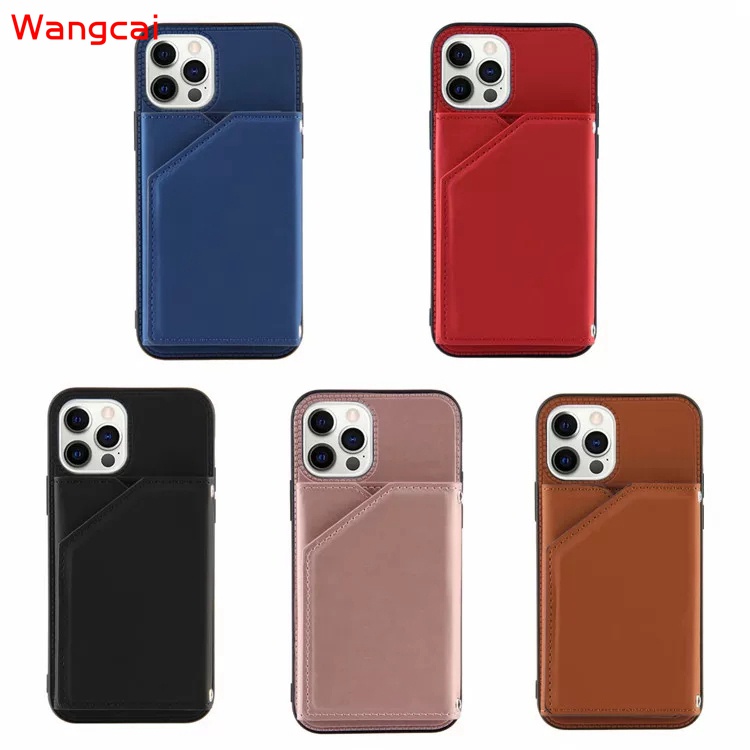 Ốp điện thoại da có ví đựng thẻ và giá đỡ màu trơn thích hợp cho iPhone 12 11 Pro Max XS Max XR X