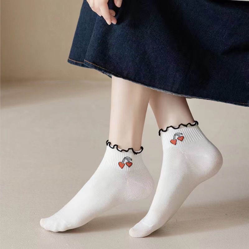 Tất vớ cổ ngắn nữ họa tiết dễ thương, chất liệu cotton co giãn 4 chiều - Sope Shop