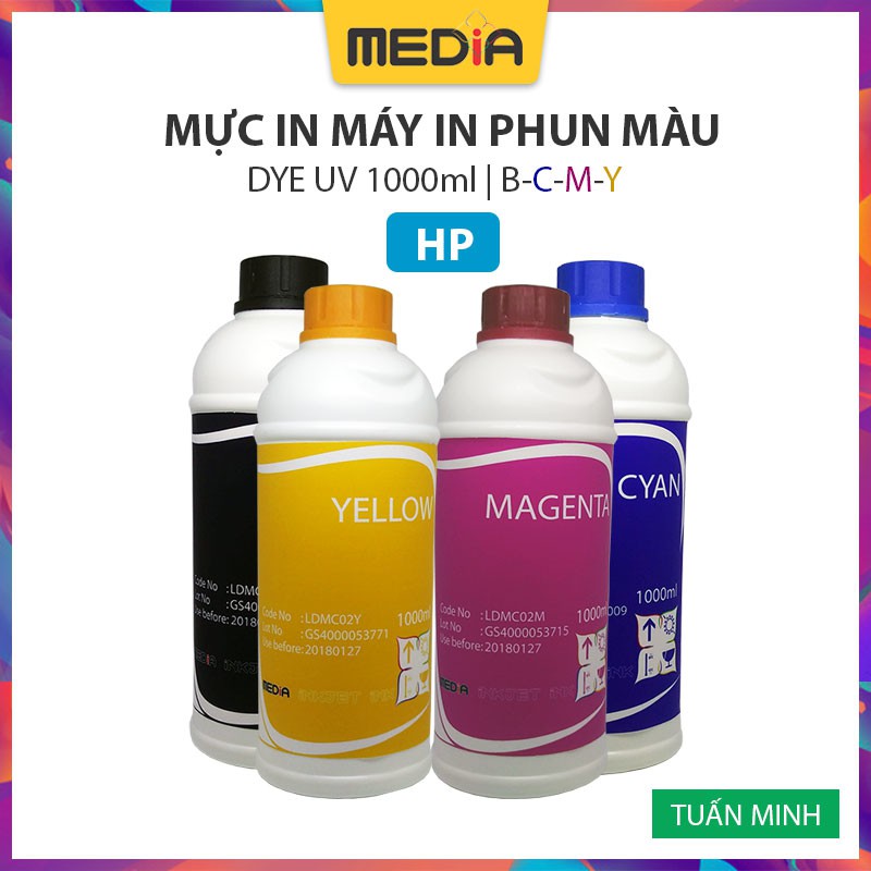 Mực In Phun Màu Media DYE UV Cho Máy In HP 1000ml