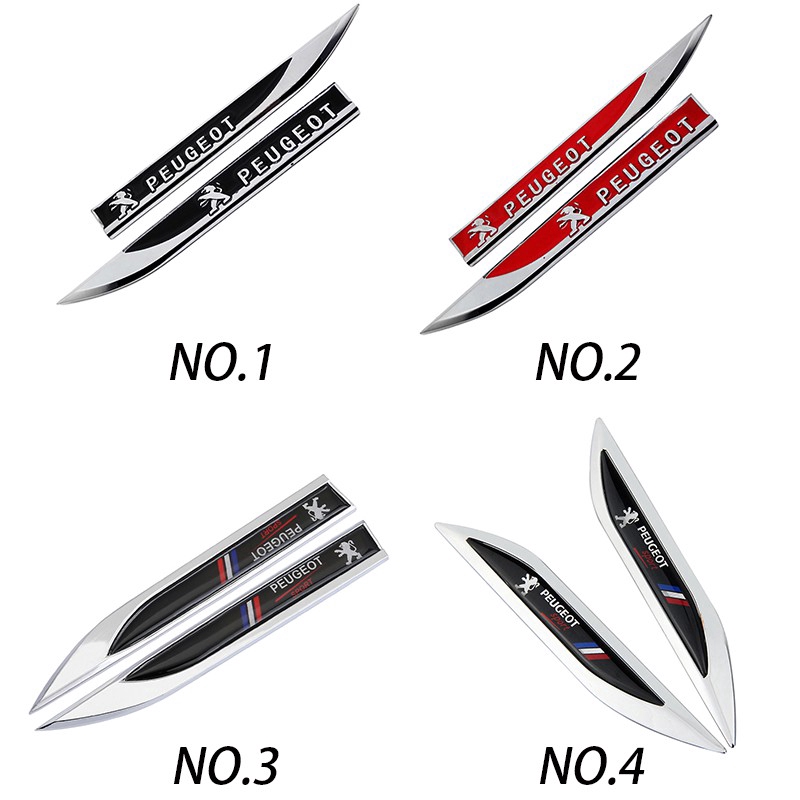 Set 2 miếng dán kim loại chữ in cho xe Peugeot 307 207 408 208 301 3008 2008