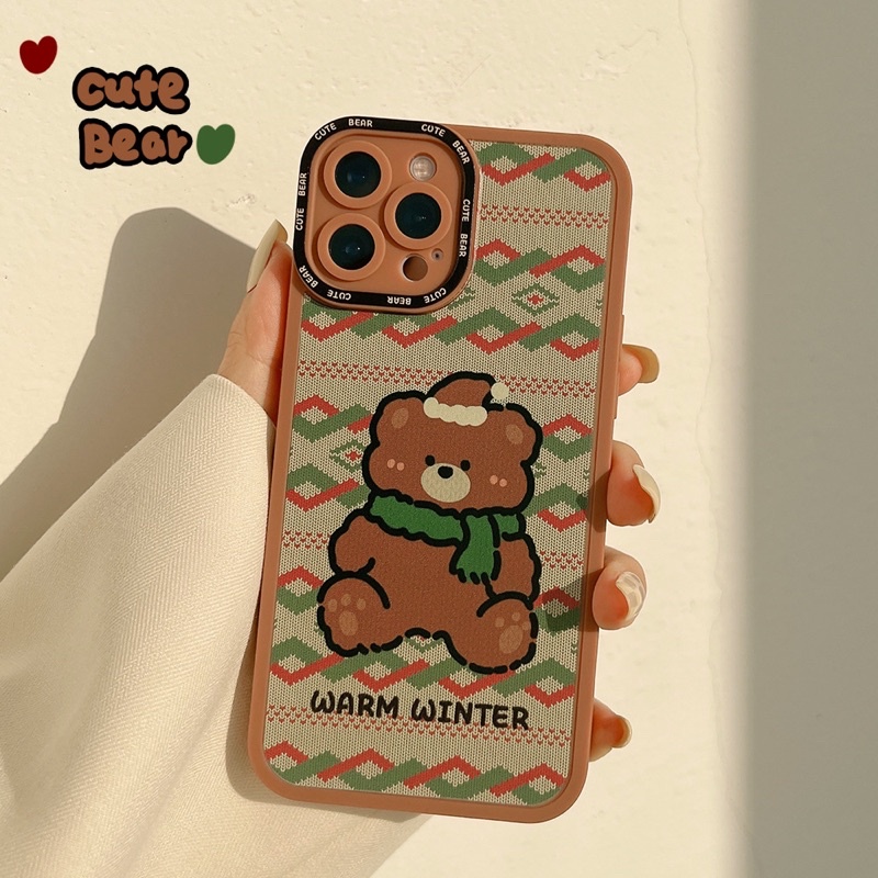 (SIÊU RẺ) Ốp gấu quàng khăn warm winter 6/6plus/6s/6splus/7/7plus/8/8plus/x/xr/xs/11/12/13/pro/max/plus/promax