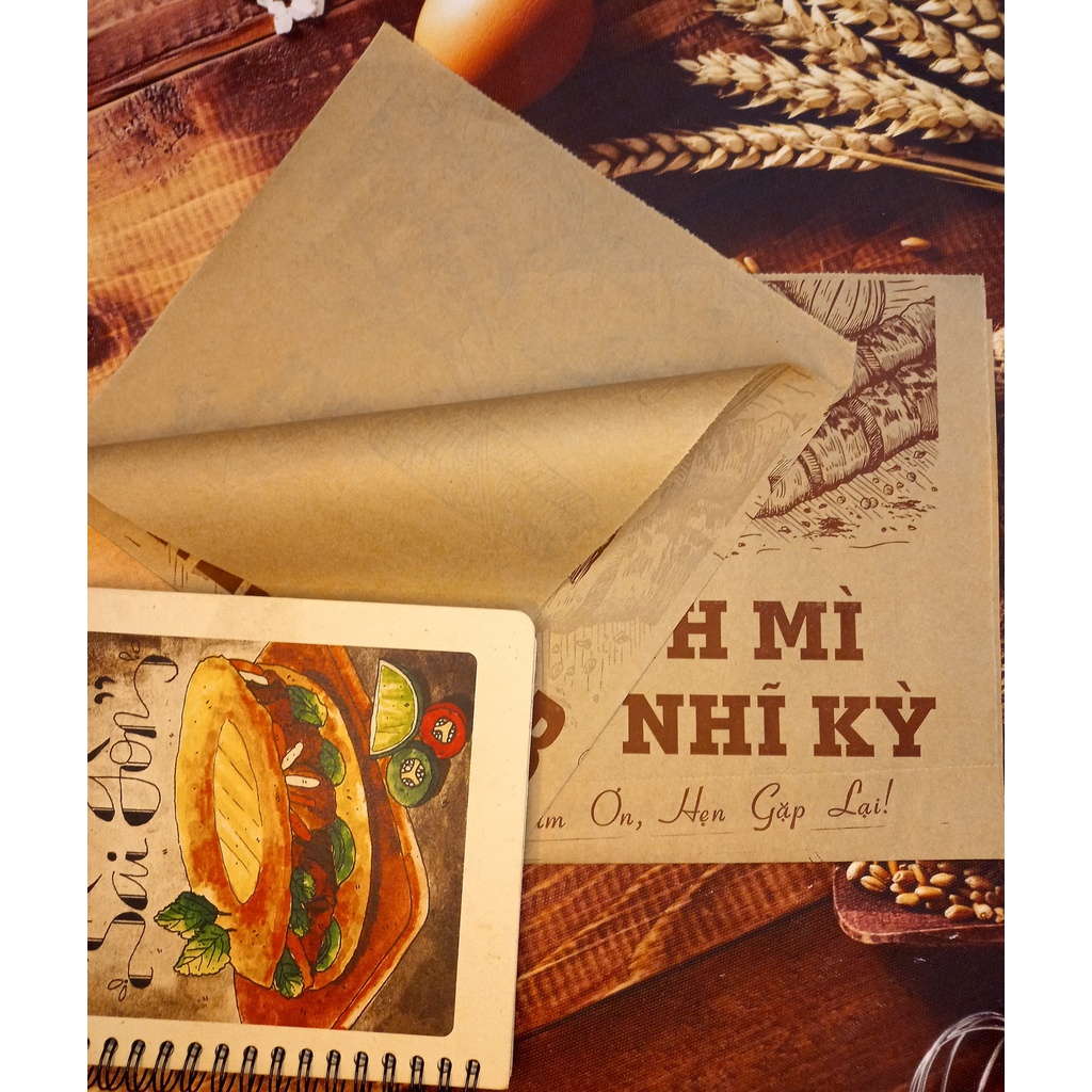 100 túi giấy tam giác khổ  20x 20cm gói Bánh mì Thổ Nhĩ Kỳ