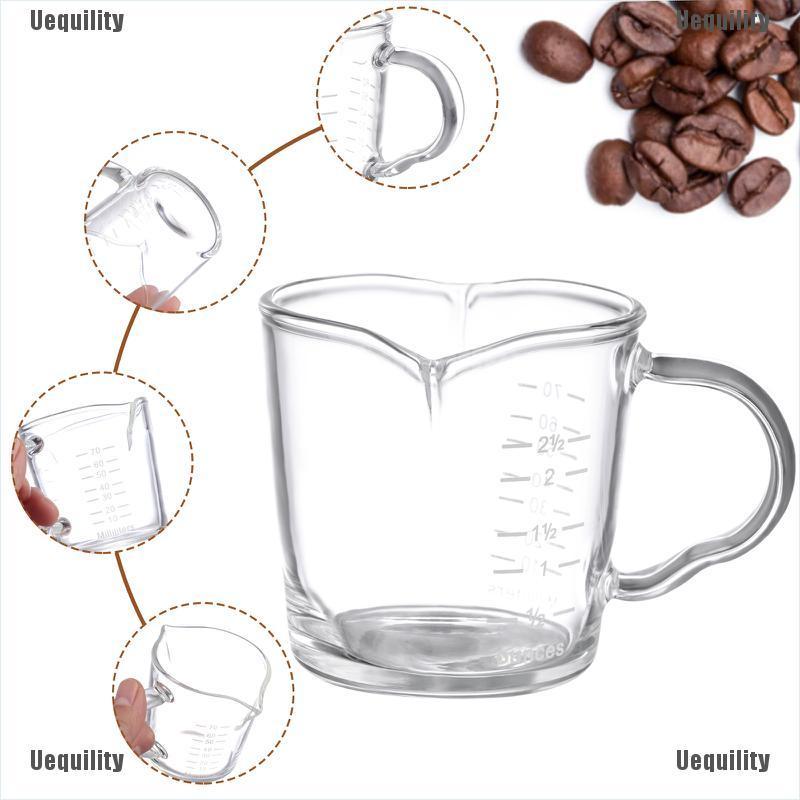 [Uequility] 2 Pack 70ml Espresso Measuring Glass Double Spouts Measuring Cups Espresso Shot