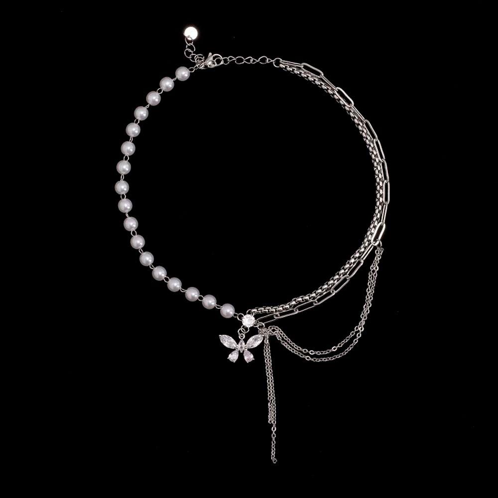 Vòng cổ Mặt Bướm Đính Ngọc Trai Sang Trọng Cho Nữ