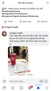Cốc giữ nhiệt starbucks LOẠI 1( Tặng túi và bộ ống hút)