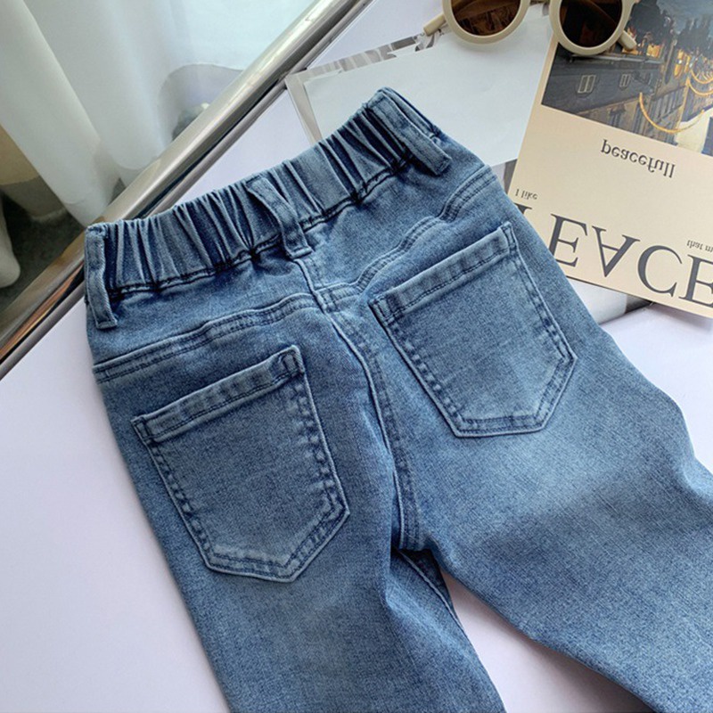 Quần Jeans Dài Ống Loe Phong Cách Phương Tây Dành Cho Bé Gái