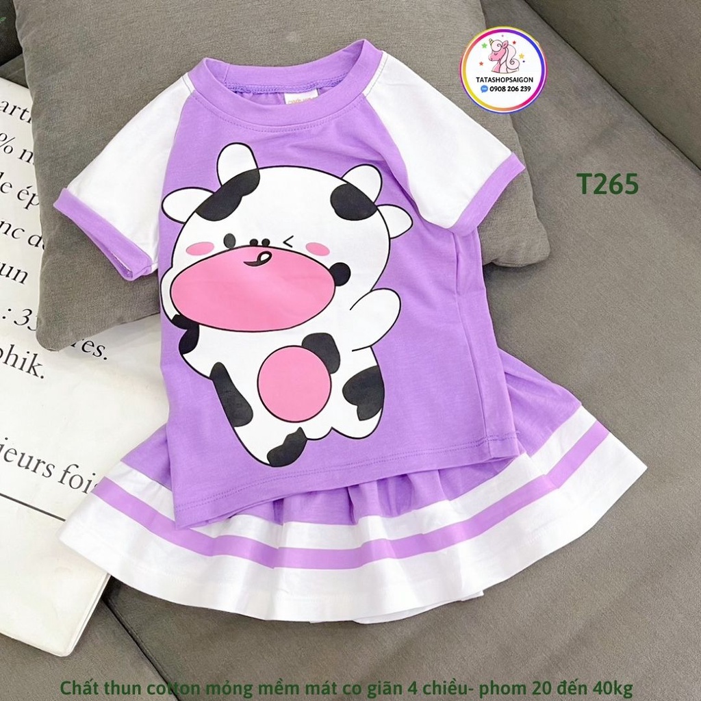 T170 Set bộ váy bé gái size đại chất cotton mặc mát [22 40kg]