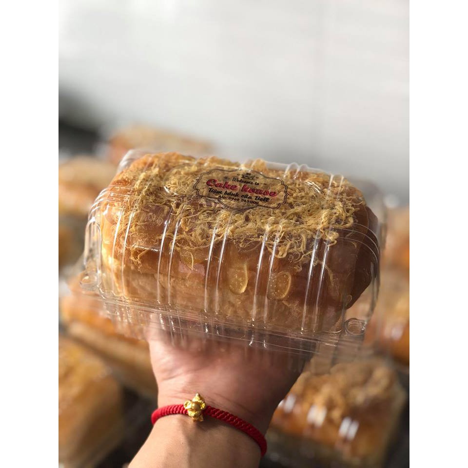 100 Hôp nhựa H149 - Hộp nhựa nắp gập đựng bánh bông lan cuộn 14cm