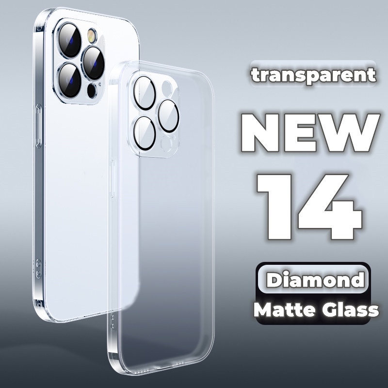 Ốp Điện Thoại Kính Cường Lực Nhám Trong Suốt Chống Sốc Cho iPhone 14 14 Plus 14 12 13 pro max 14 pro max Đen