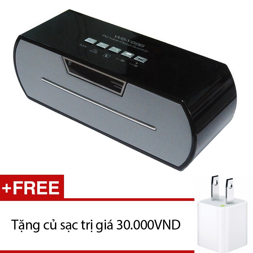 Loa bluetooth WSTER WS-Y69B (Đen) + Tặng 1 cốc sạc