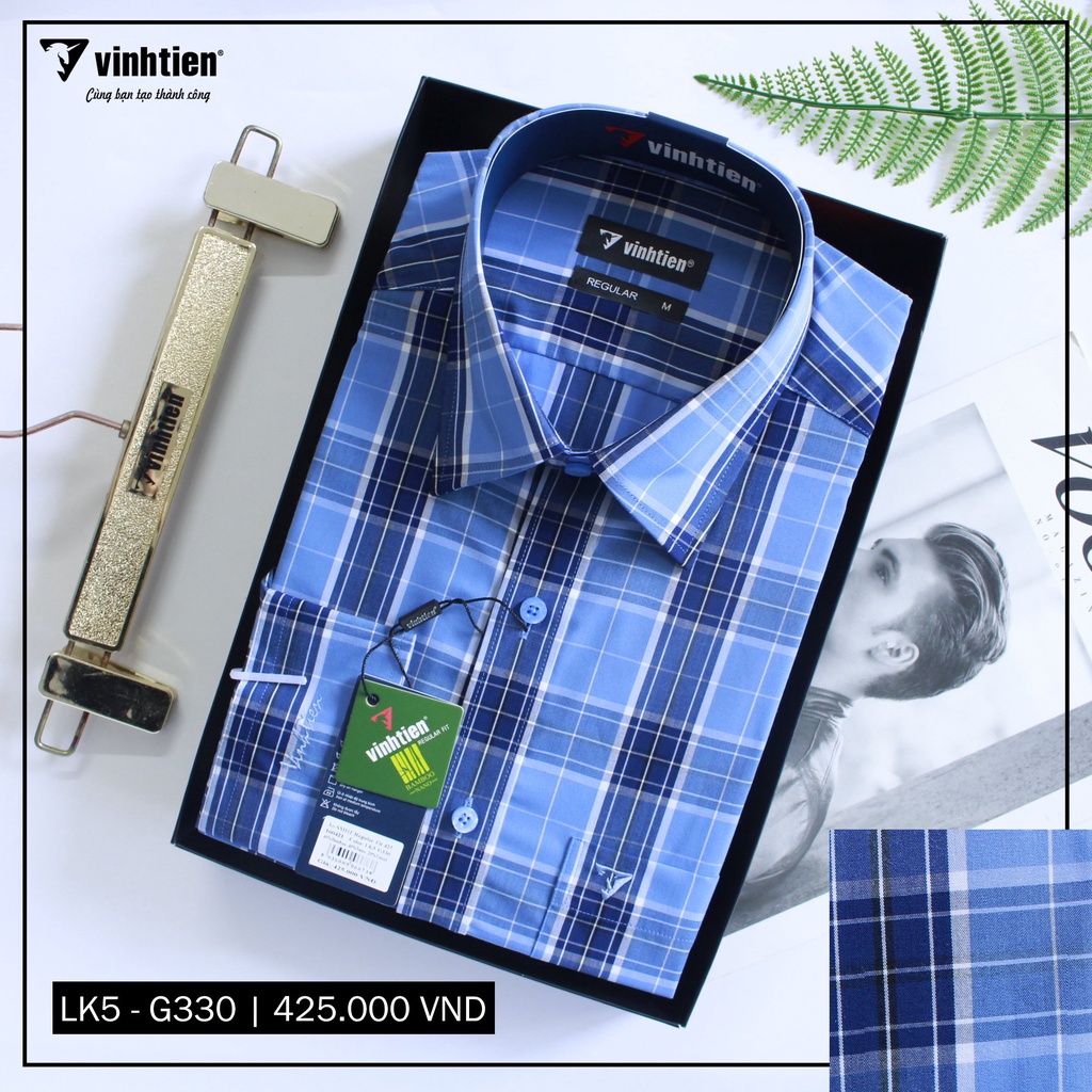 Áo Sơ Mi Dài Tay Caro Vải Bamboo Form Regular Vĩnh Tiến 425 | BigBuy360 - bigbuy360.vn