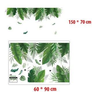 Decal dán tường tán lá xanh