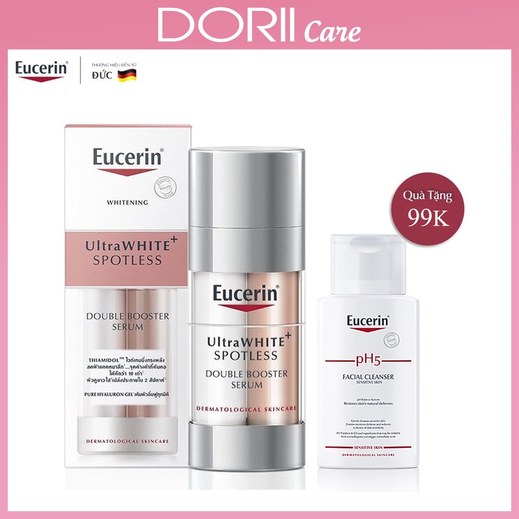 (Date 08/2023) Tinh Chất Dưỡng Trắng Da, Mờ Thâm Nám Eucerin Ultra White Double Booster Serum 30ml TẶNG SRM facial 100ml