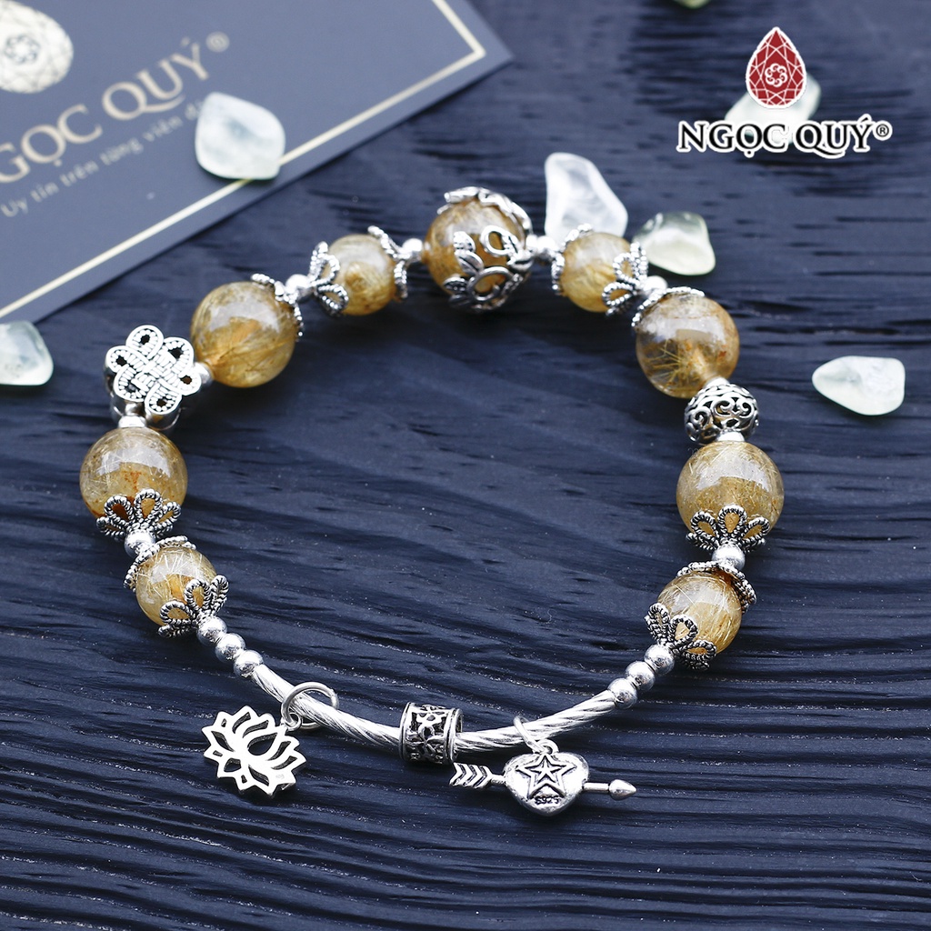 Vòng TA tóc vàng phối charm bạc - Ngọc Quý