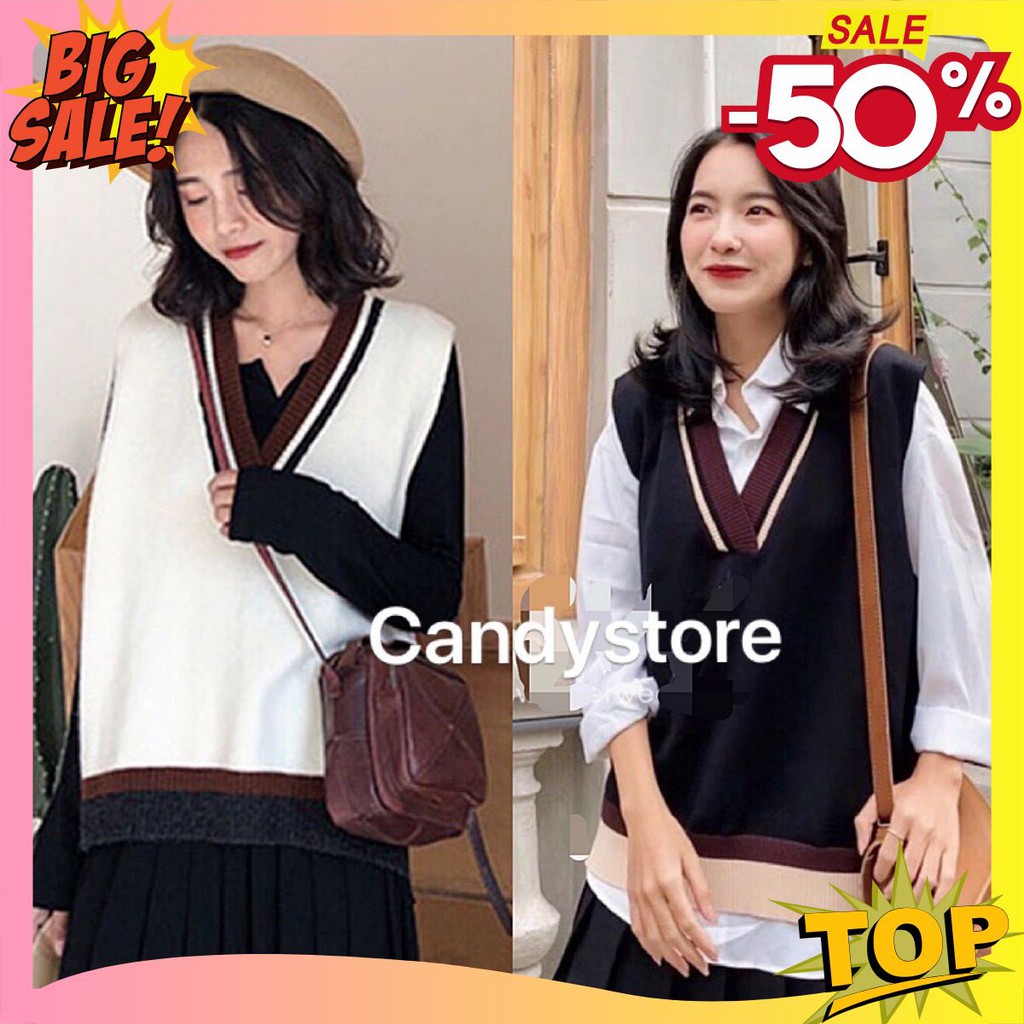 Áo nữ 🦋 len gile phối viền chất umi dày dặn mix kèm áo thun áo sơ mi hay váy đầm bên trong style hàn quốc hottrend 2021