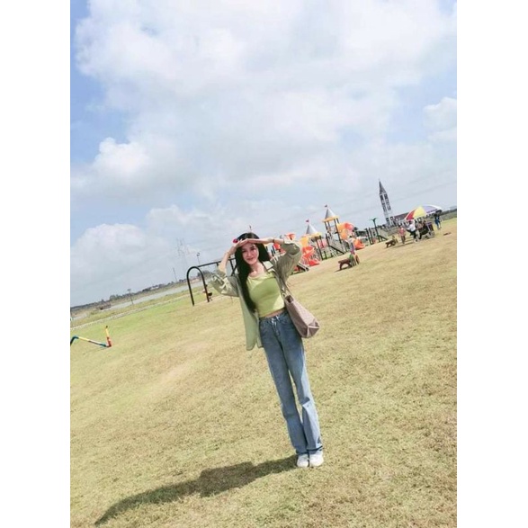 Quần Jeans denim trơn buộc dây 🍡