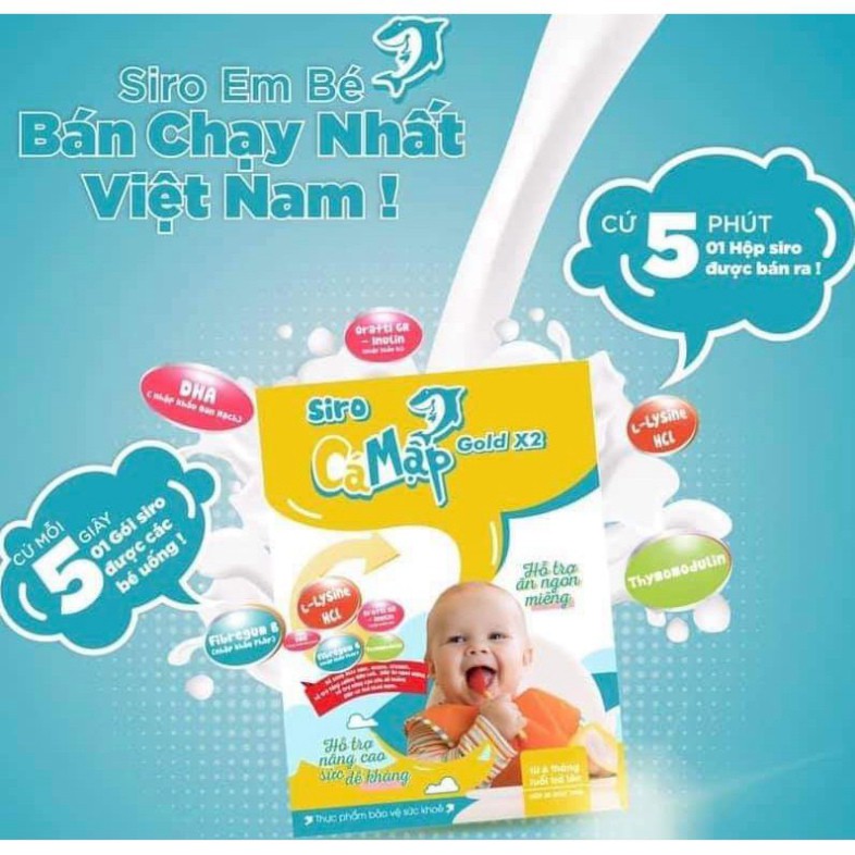 Siro Cá Mập Gold X2 - Siro Ăn Ngon Baby Shark - Giúp Trẻ Ăn Ngon, Hết Táo Bón, Tăng Cân Tự Nhiên - Hàng Chính Hãng