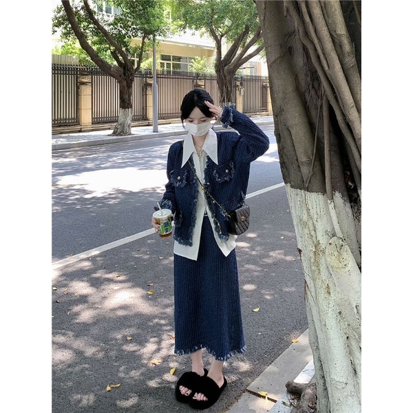 Set bộ áo khoác blazer và chân váy dài phong cách hàn quốc hiện đại ulzzang