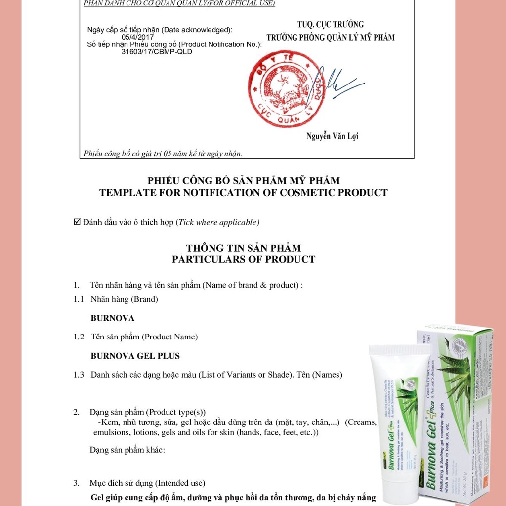 Gel thoa bỏng Burnova Gel Plus tái tạo da sau bỏng sau laser làm lành vết thương không kích ứng chính hãng thái lan