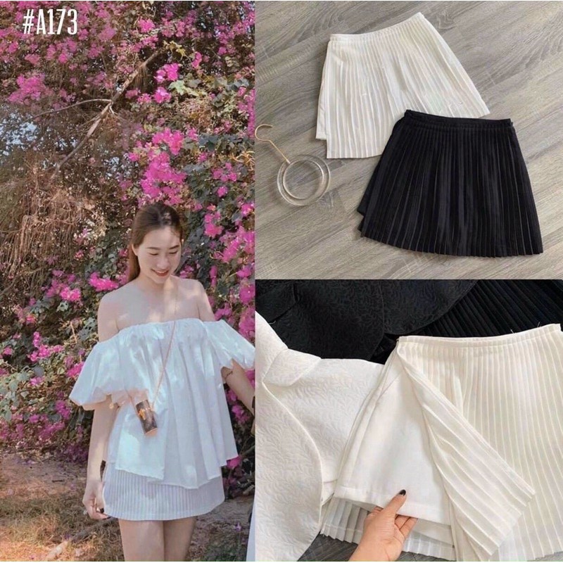 Chân Váy Dập Li Có Lót Quần ảnh thật 2 màu hàng thiết kế