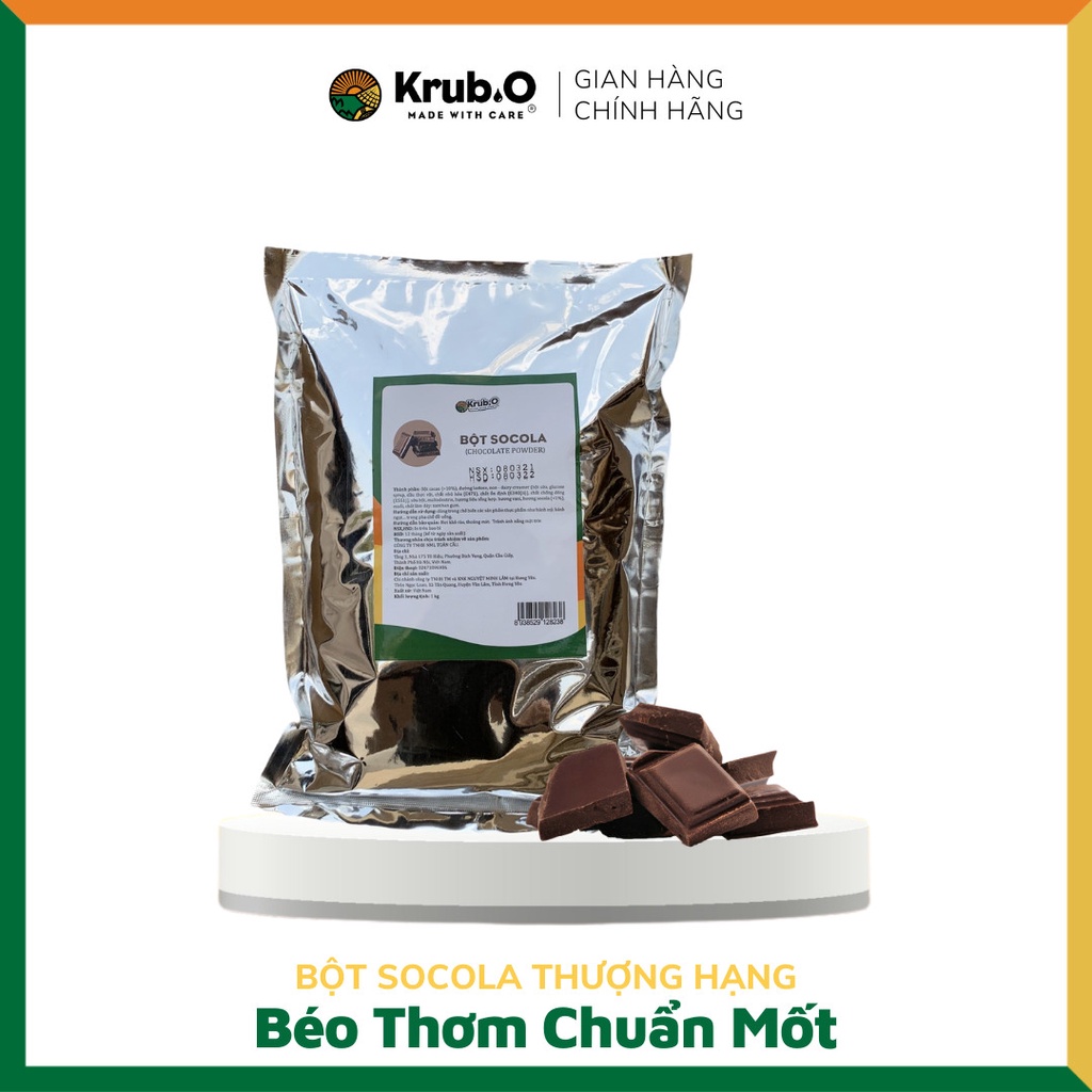 Bột Socola cao cấp gói 1000g - Thương hiệu Krub.O - Nguồn nông sản thuần Việt
