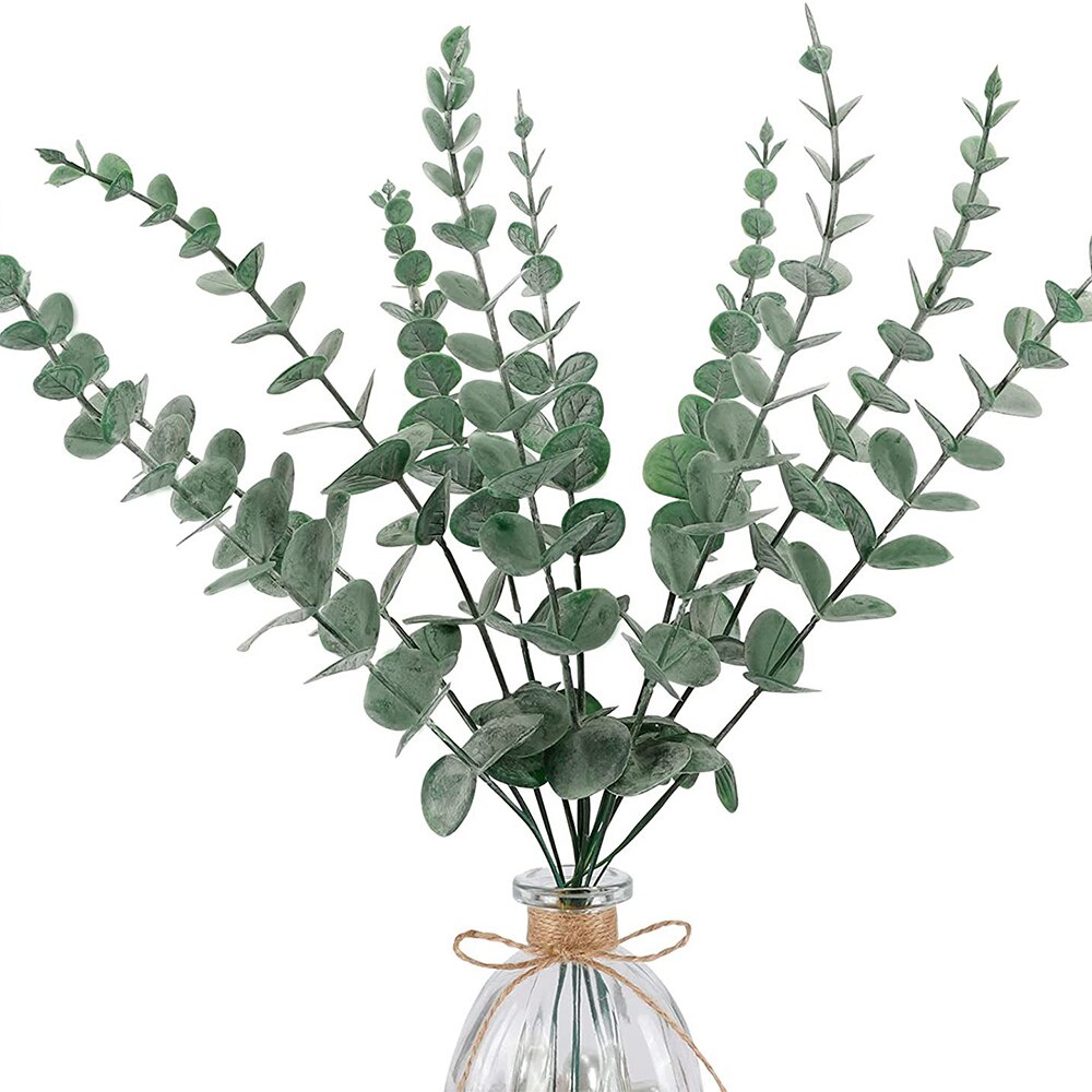 Set 10 cành lá khuynh diệp nhân tạo bằng nhựa dùng để trang trí nội thất