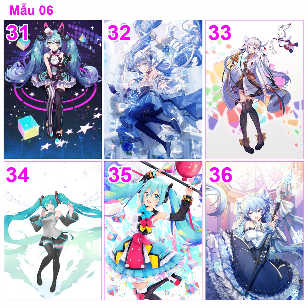 Poster / Tranh dán tường anime Vocaloid nhân vật Hatsune MIKU (nhiều mẫu)