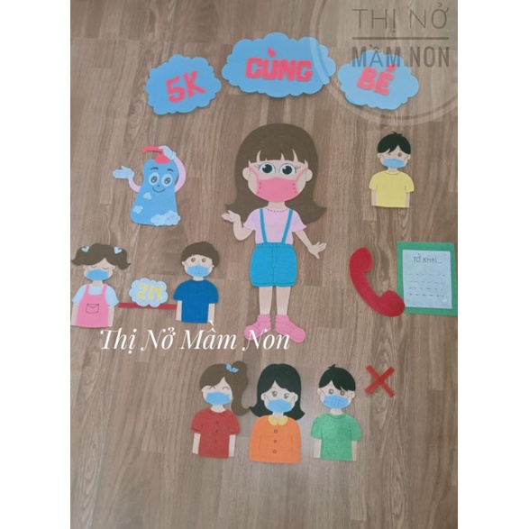 Thông điệp 5k vải nỉ - 5k cùng bé - trang trí mầm non