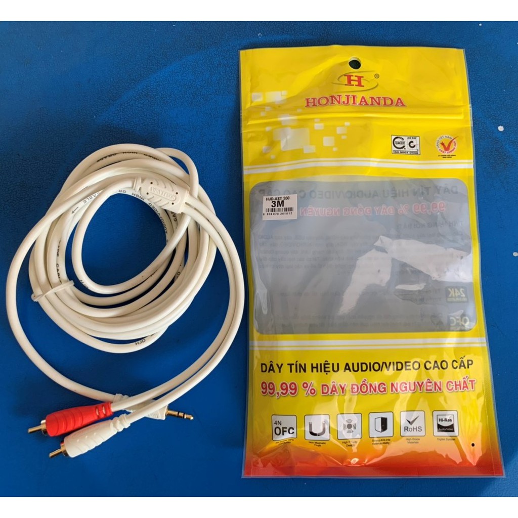 Dây Cáp 3.5 ra 2 đầu AV Bông Sen loại 1 mét 8,3 mét ,5 mét,10 mét tốt