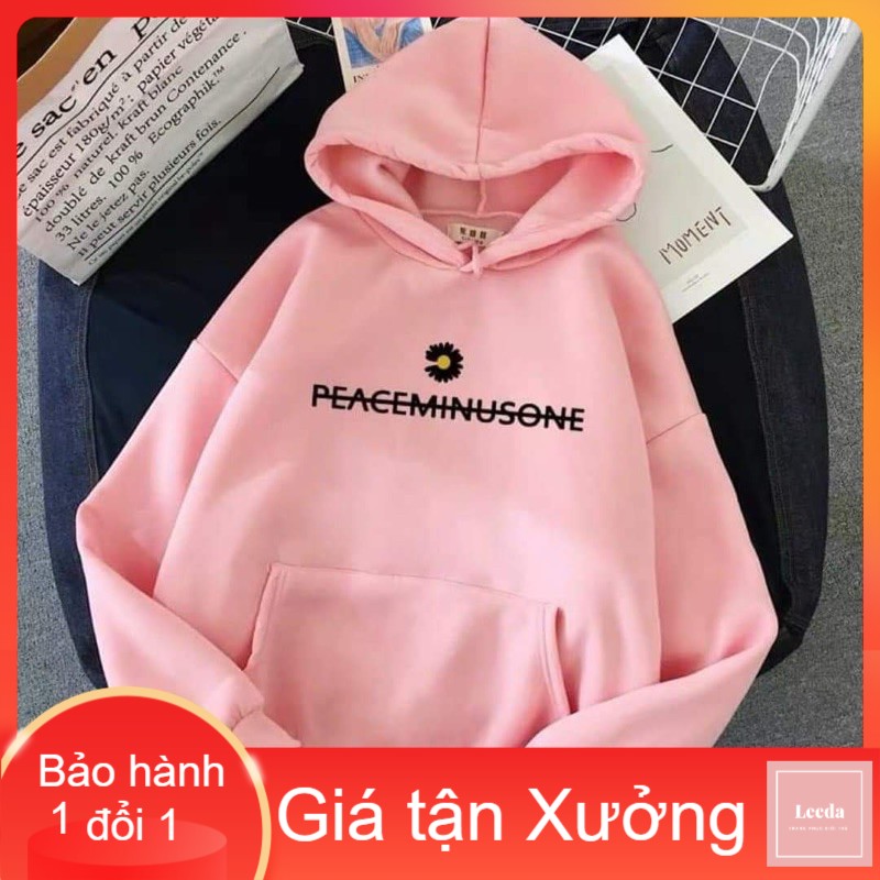 Áo hoodie hoa cúc peace chữ nhỏ gạch ngang ngực LN11 , áo thun nam nữ, áo thun, sét bộ mặc ở nhà, áo nỉ ấm - LEEDA MODY