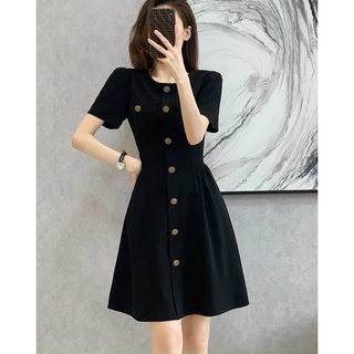 Đầm váy đen cổ tròn basic (kèm hình thật)