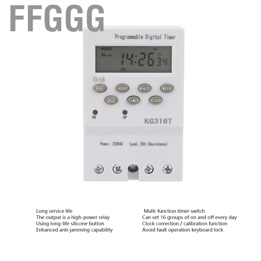 Ffggg AC220V Time Switch Relay  LCD Display 1min - 168h Digital Switches Household for Electrical Appliances Lights DIY