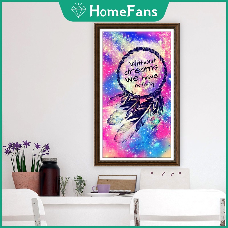 Bộ Tranh Đính Đá 5D Tự Làm 30x50cm Hình Dreamcatcher Trang Trí Nhà Cửa