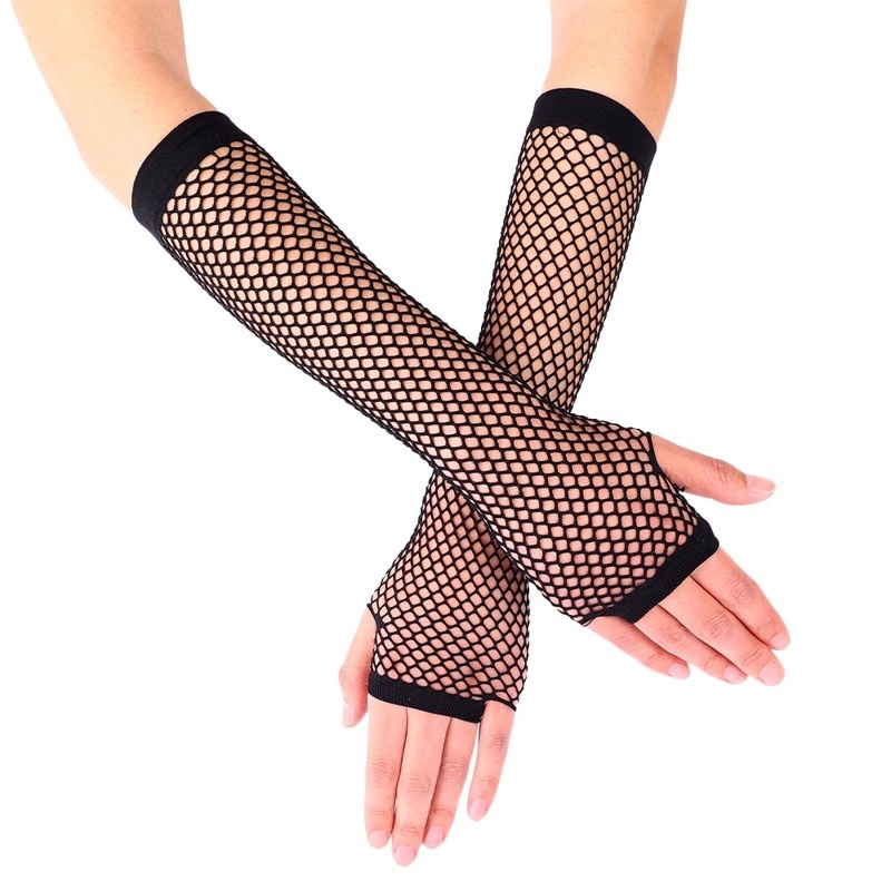 Găng Tay Lưới Ren Co Giãn / Găng Tay Rỗng Chống Trượt Phong Cách Punk Hợp Thời Trang Cho Nữ