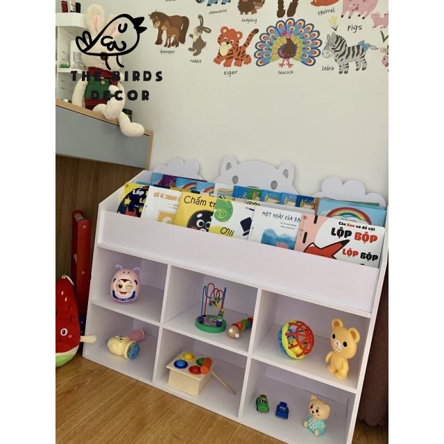 Kệ sách gấu 2 tầng ngăn chứa đồ Ms:051 kích thước 550*650*250 mm dành cho bé giá rẻ | BigBuy360 - bigbuy360.vn