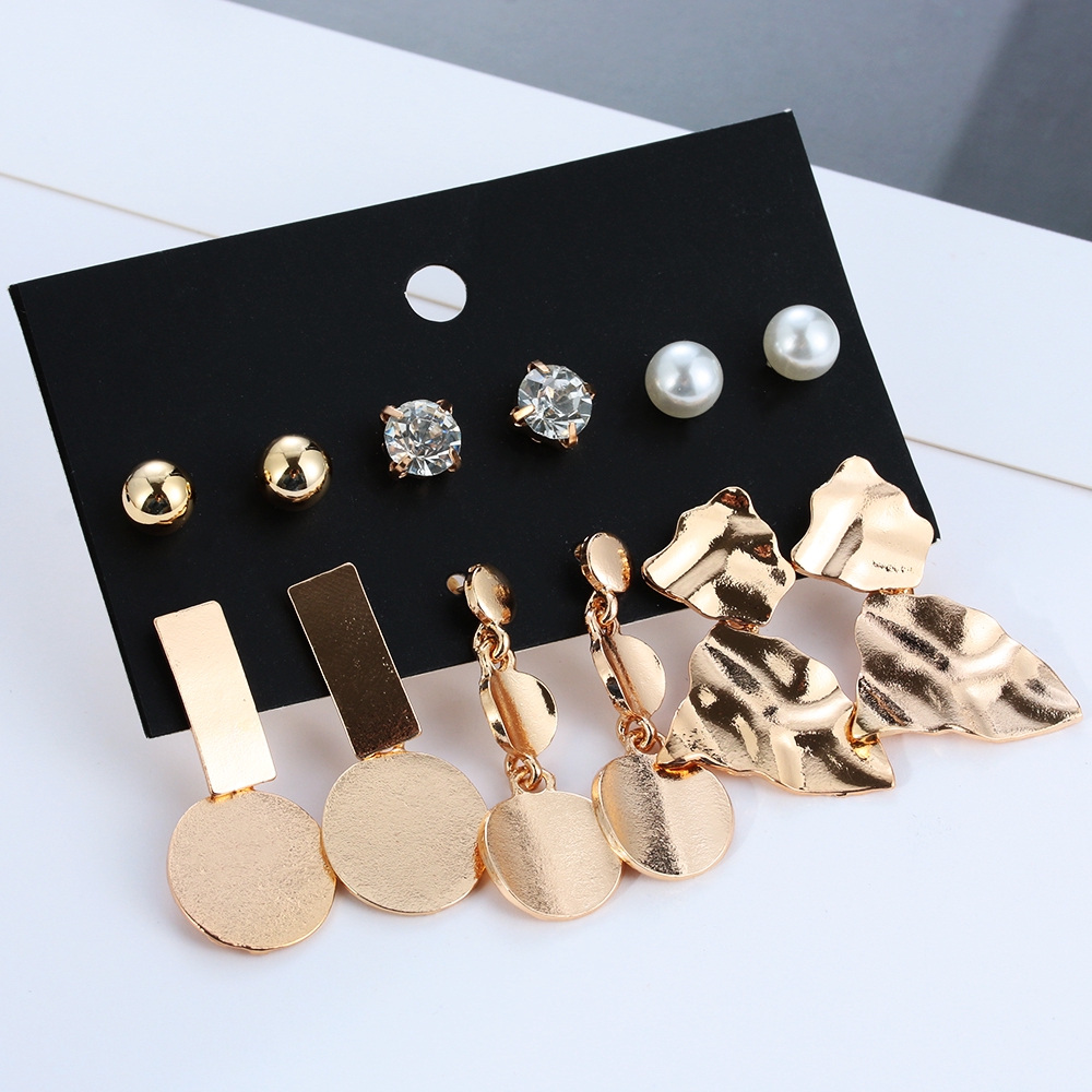 Set 6 đôi khuyên tai phong cách vintage xinh xắn