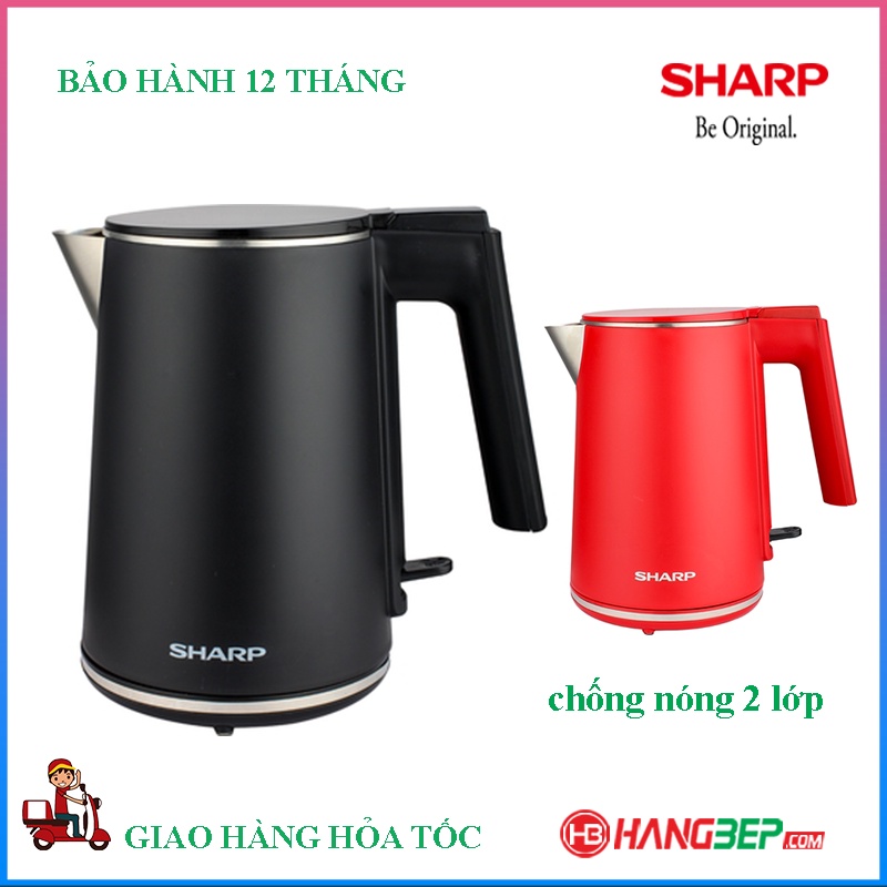 Bình đun siêu tốc 2 lớp Sharp 1 lít EKJ-10DVPS-BK - Bảo hành chính hãng 12 tháng toàn quốc