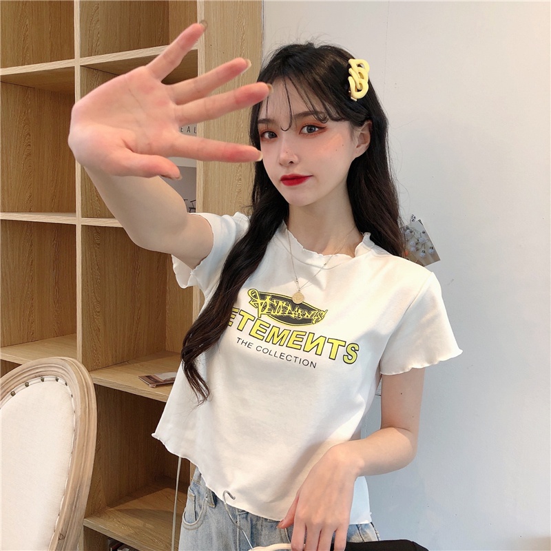 Áo Thun Ngắn Tay Lưng Cao Dáng Rộng Thời Trang Mùa Hè Cho Nữ
