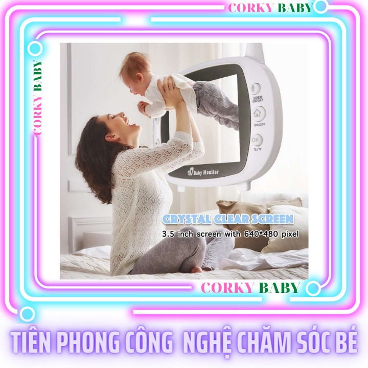 [ Phiếu MH 50K ] Máy báo khóc Baby Monitor màn hình lớn 3.5 in siêu nét, tiếng to, hồng ngoại quay ban đêm