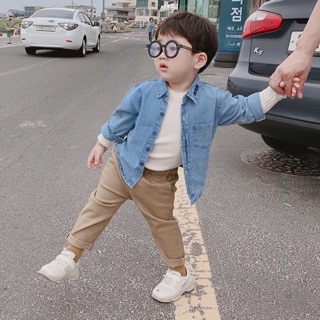 [NGÔ KHOAI] Áo sơ mi denim giả jean cho bé trai mềm oặt