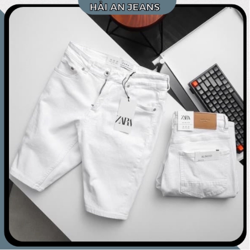 Quần short jean nam 02 màu đen trắng| Quần ngố nam - jean co giản hàng cáo cấp