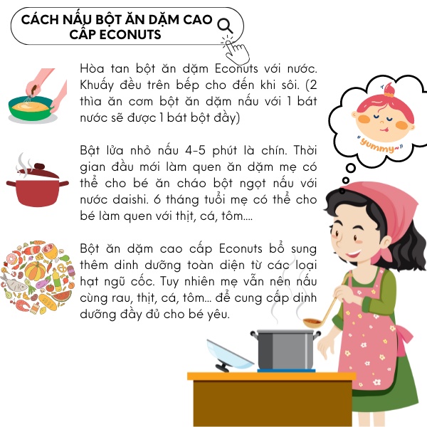 Bột gạo ăn dặm cho bé ECONUTS, bột ngũ cốc ăn dặm truyền thống dinh dưỡng 100% hữu cơ