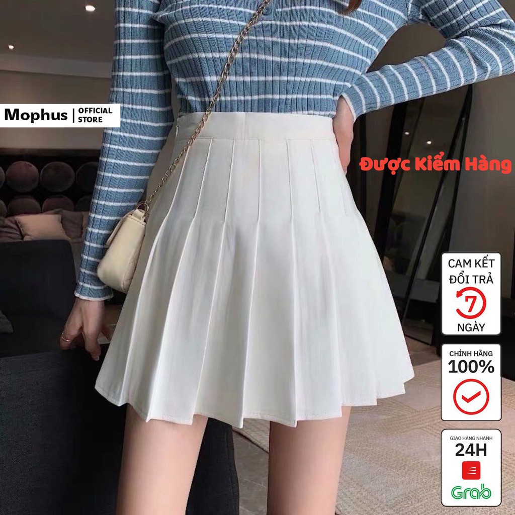 Chân váy tennis xòe xếp li màu trắng đen xếp ly skirt cạp lưng cao ngắn chữ a phong cách ulzzang Mophus mv009