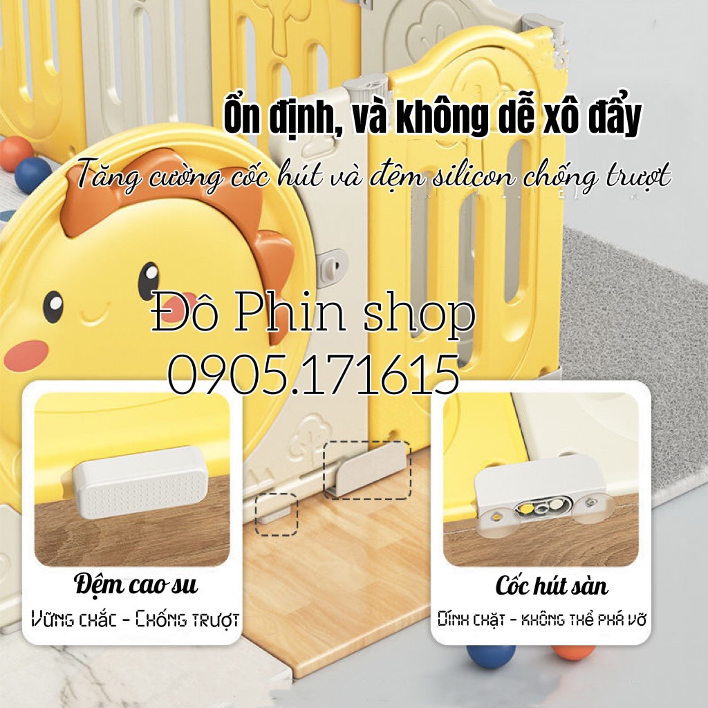 [Tặng thảm, bóng] Quây cũi gấp gọn hình khủng long, nhựa nguyên sinh HDPE an toàn cho bé, nội thất đẹp cho ngôi nhà bạn