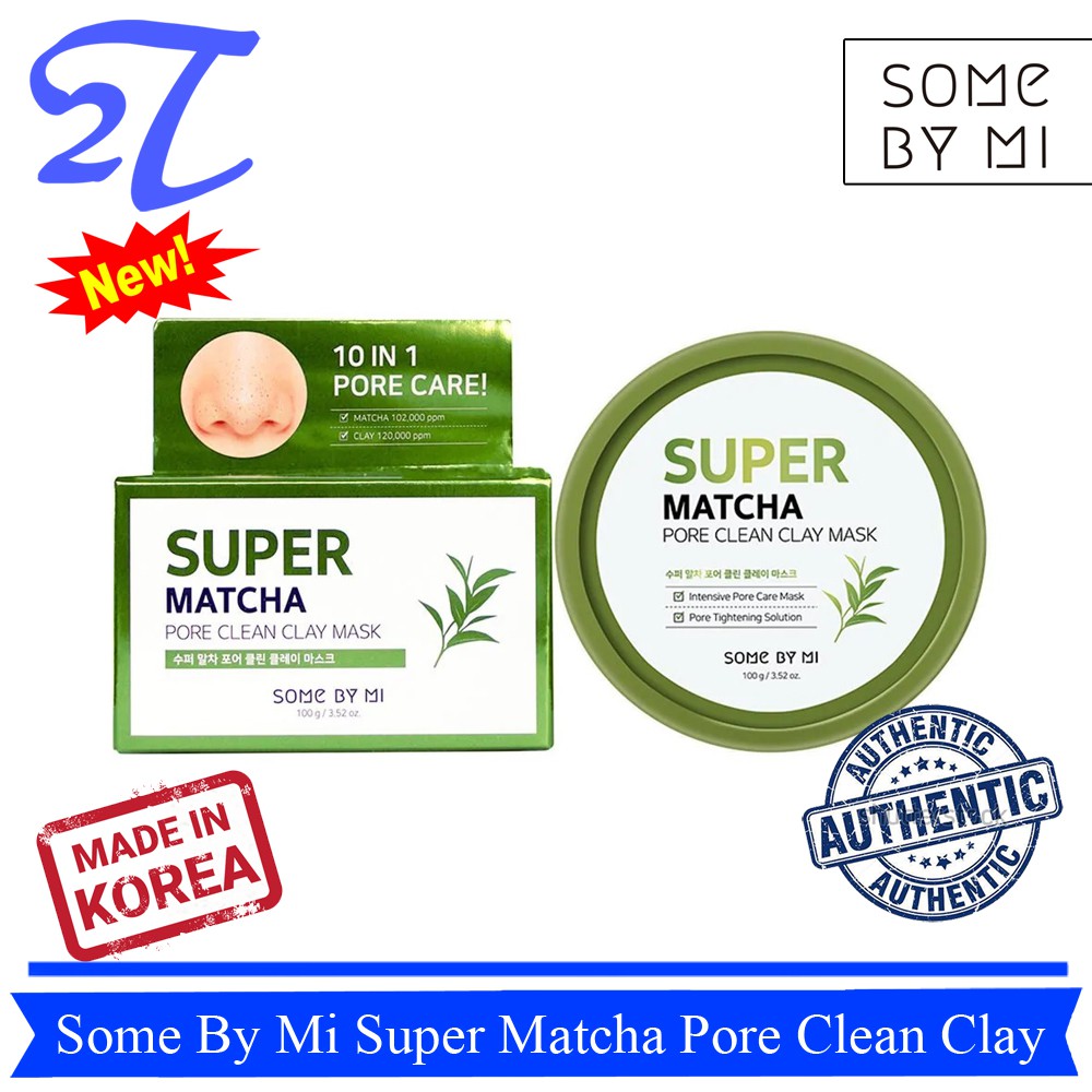 Mặt nạ đất sét se khít lỗ chân lông Some By Mi Super Matcha Pore Clean Clay Mask 100g